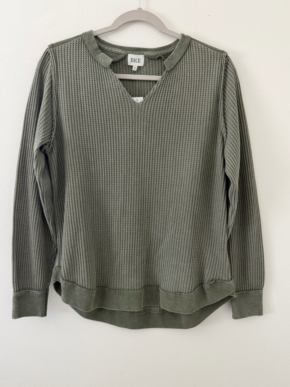 NWT Buckle BKE Oversized Lightweight Waffle Knit Olive Long Sleeve size xs